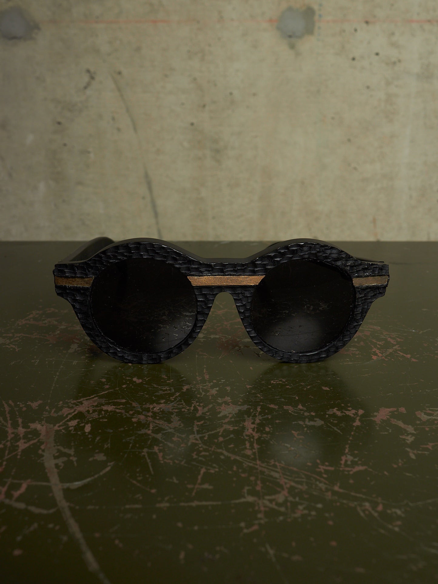 KUBORAUM x Julius_7 'Maske A1 BM ES' Burnt Leather Round Lens Sunglasses