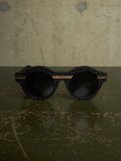 KUBORAUM x Julius_7 'Maske A1 BM ES' Burnt Leather Round Lens Sunglasses