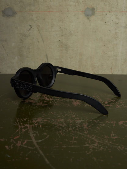 KUBORAUM x Julius_7 'Maske A1 BM ES' Burnt Leather Round Lens Sunglasses