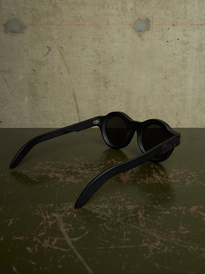 KUBORAUM x Julius_7 'Maske A1 BM ES' Burnt Leather Round Lens Sunglasses