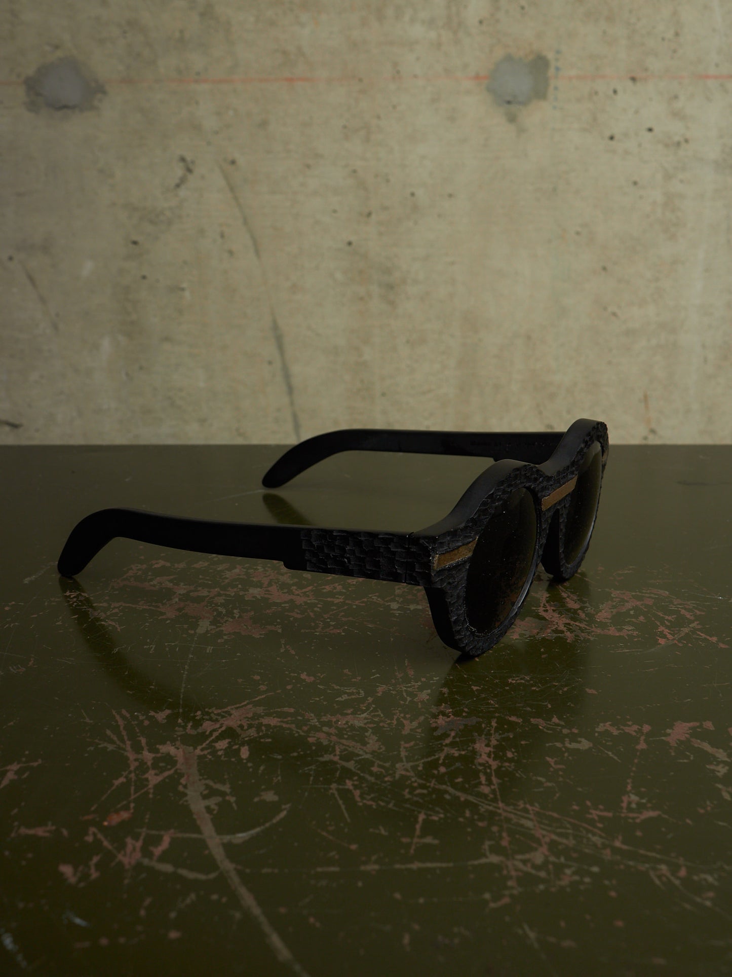 KUBORAUM x Julius_7 'Maske A1 BM ES' Burnt Leather Round Lens Sunglasses
