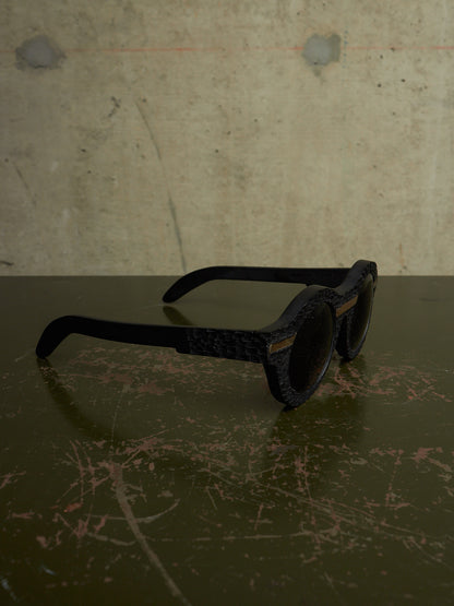 KUBORAUM x Julius_7 'Maske A1 BM ES' Burnt Leather Round Lens Sunglasses