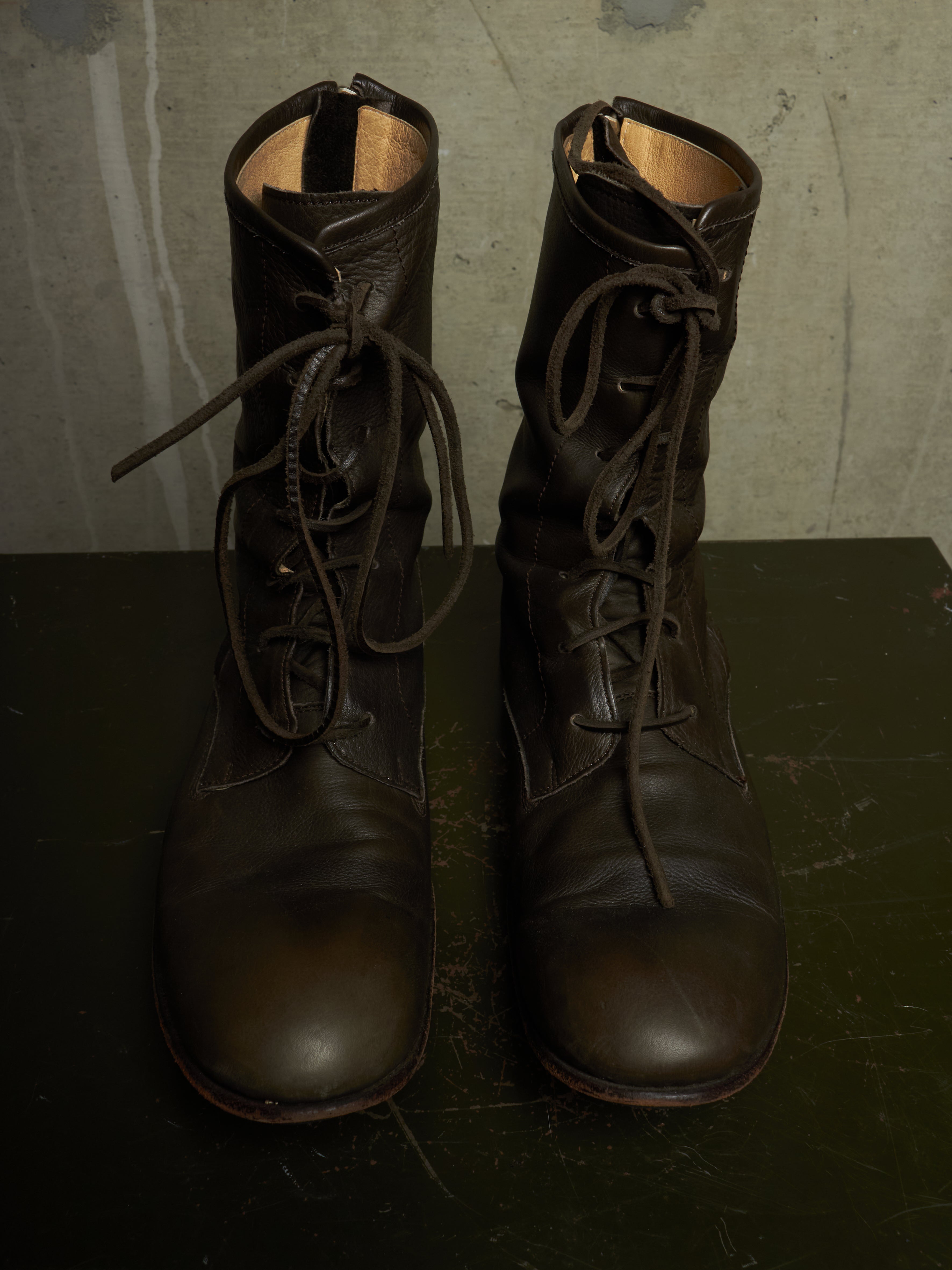 Kyoji Maruyama Early 00s Spiral Zip Front Lace Boots | DRIEW