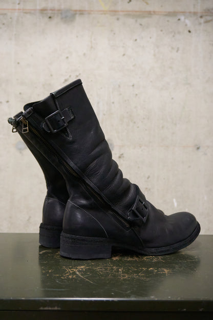 Kyoji Maruyama Early 00s 'MA8526' Black Cow Leather Side Zip Engineer Boots