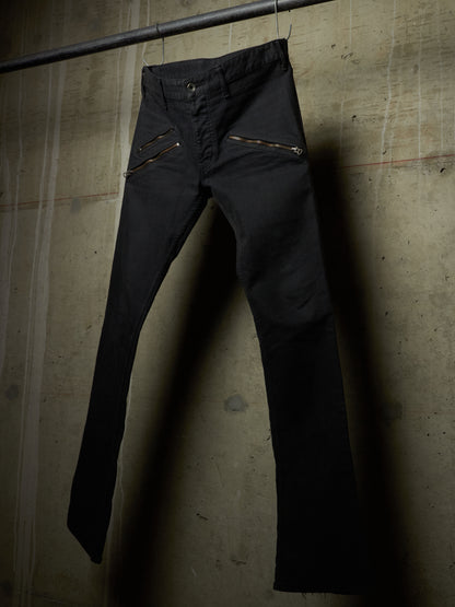 L.G.B. Early 00s 'BIG BAD WOLF' Charcoal Grey Multi Zip Flare Denim