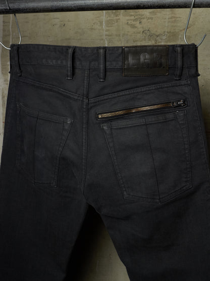 L.G.B. Early 00s 'BIG BAD WOLF' Charcoal Grey Multi Zip Flare Denim