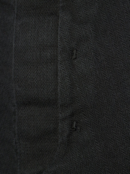 Label Under Construction 2010s Washed Black Cotton Linen Herringbone Twisted Hem Skinny Pants