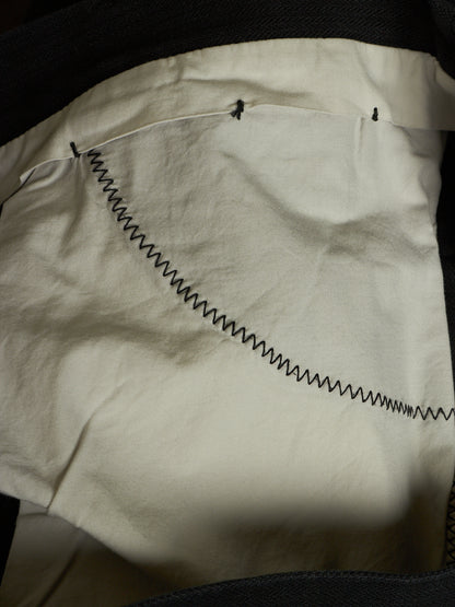 Label Under Construction 2010s Washed Black Cotton Linen Herringbone Twisted Hem Skinny Pants