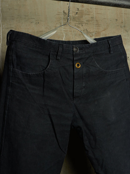 Label Under Construction 2010s Washed Dark Grey Cotton Frayed Hem Pants