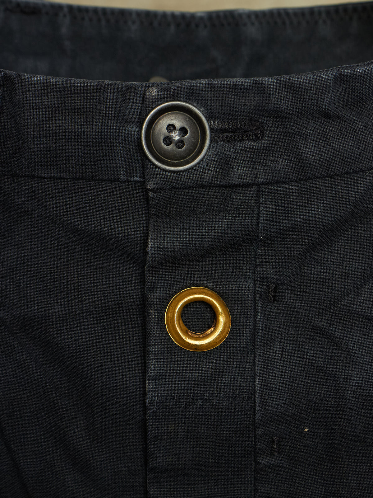 Label Under Construction 2010s Washed Dark Grey Cotton Frayed Hem Pants