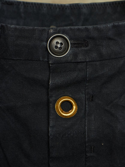Label Under Construction 2010s Washed Dark Grey Cotton Frayed Hem Pants