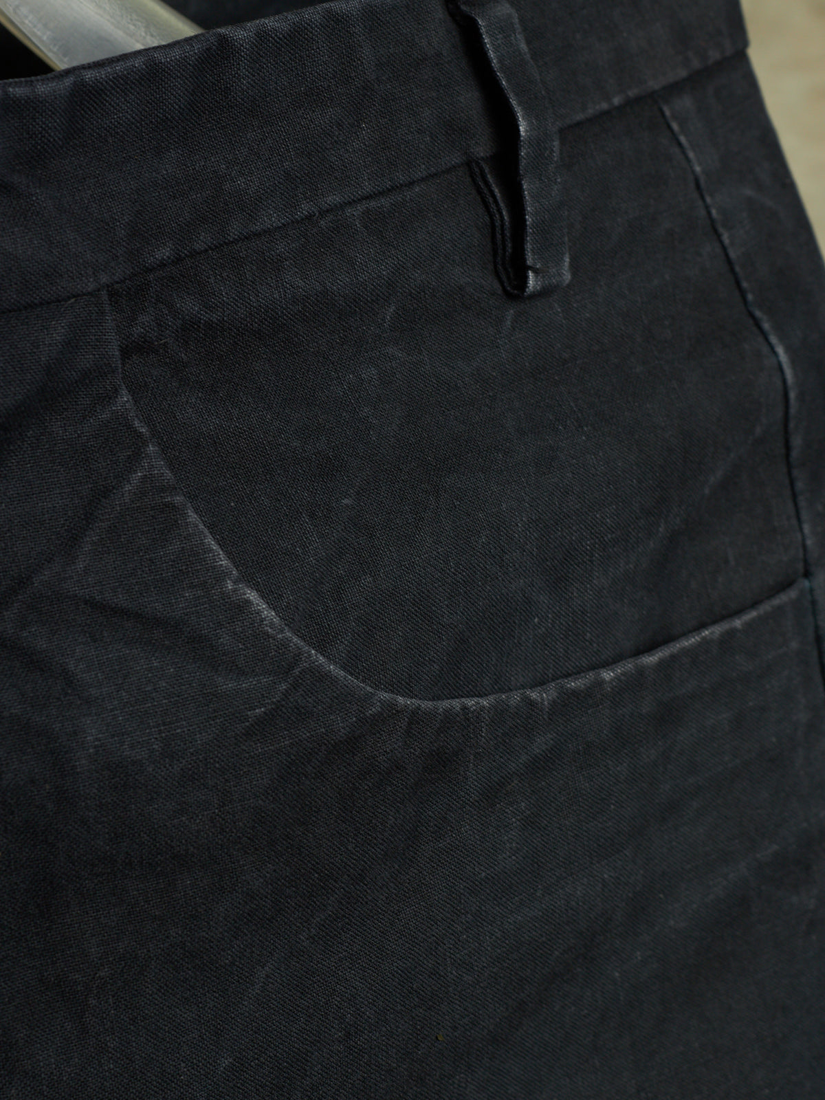 Label Under Construction 2010s Washed Dark Grey Cotton Frayed Hem Pants