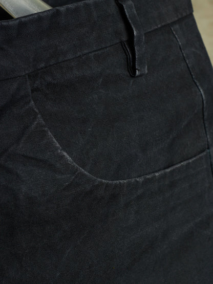 Label Under Construction 2010s Washed Dark Grey Cotton Frayed Hem Pants