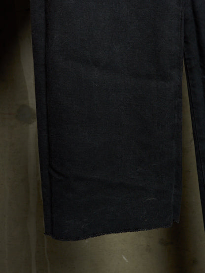 Label Under Construction 2010s Washed Dark Grey Cotton Frayed Hem Pants