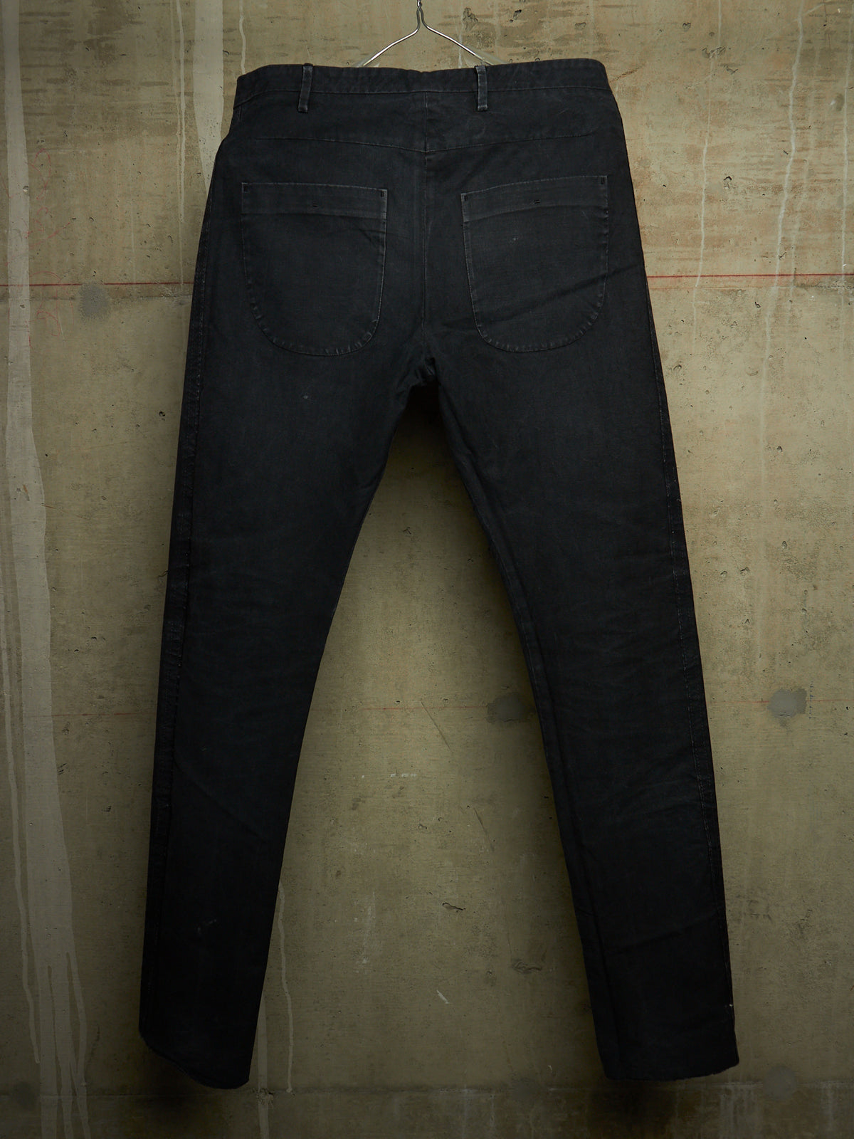 Label Under Construction 2010s Washed Dark Grey Cotton Frayed Hem Pants