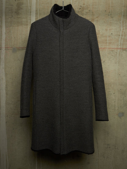 Label Under Construction AW16-17 '28FMCT62_WW62' Grey Virgin Wool Mock Neck Coat