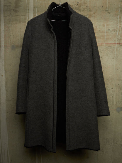 Label Under Construction AW16-17 '28FMCT62_WW62' Grey Virgin Wool Mock Neck Coat