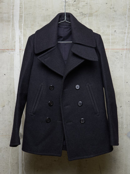 Lad Musician AW11 Charcoal Heavy Melton Wool Wide Collar Peacoat