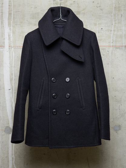 Lad Musician AW11 Charcoal Heavy Melton Wool Wide Collar Peacoat