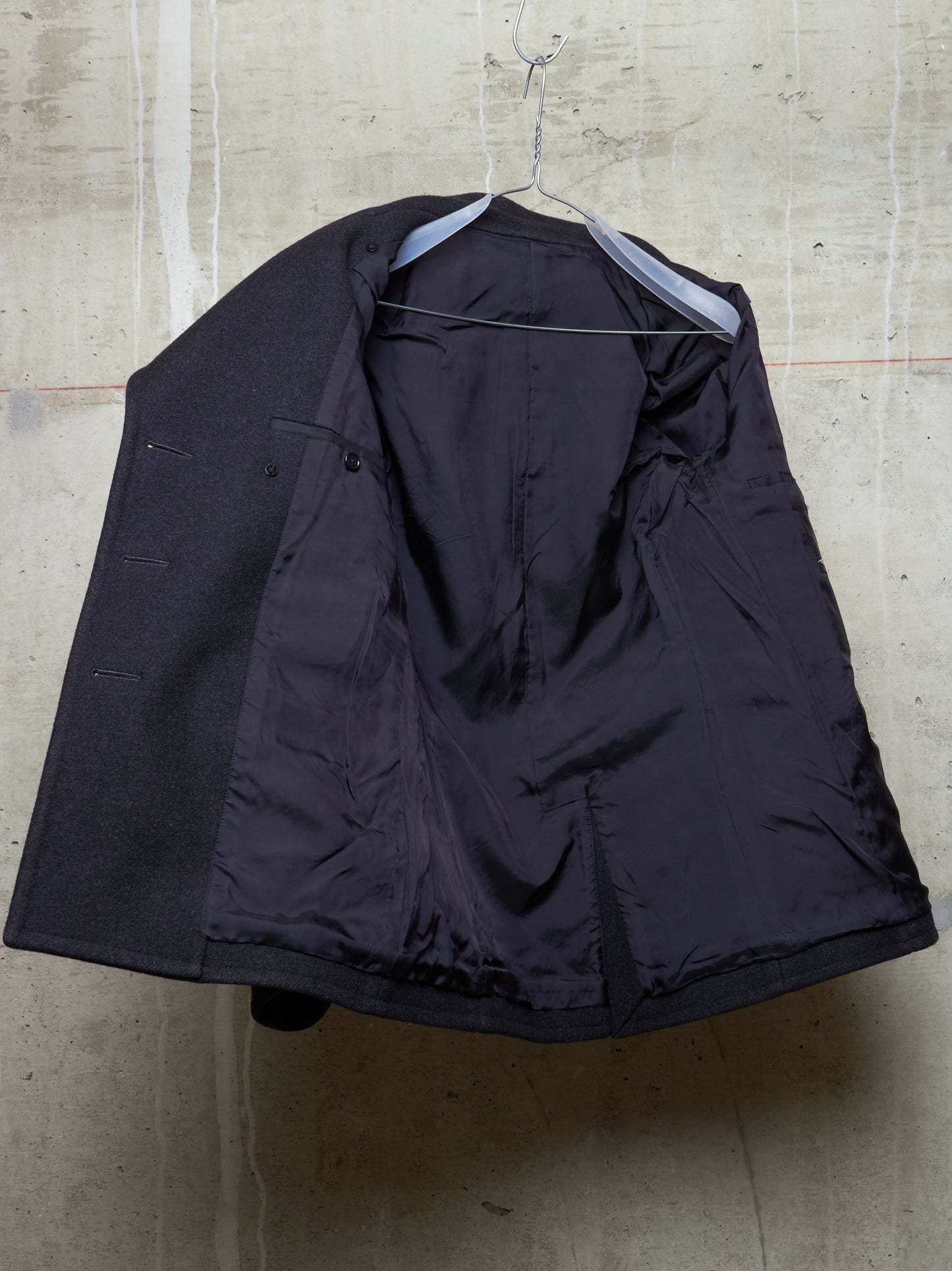 Lad Musician AW11 Charcoal Heavy Melton Wool Wide Collar Peacoat