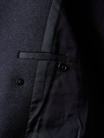 Lad Musician AW11 Charcoal Heavy Melton Wool Wide Collar Peacoat