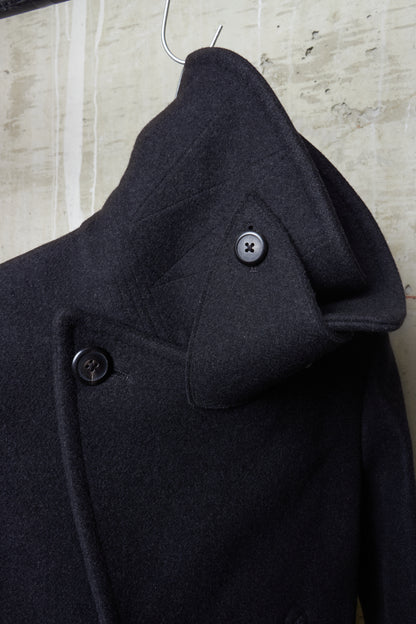 Lad Musician AW11 Charcoal Heavy Melton Wool Wide Collar Peacoat