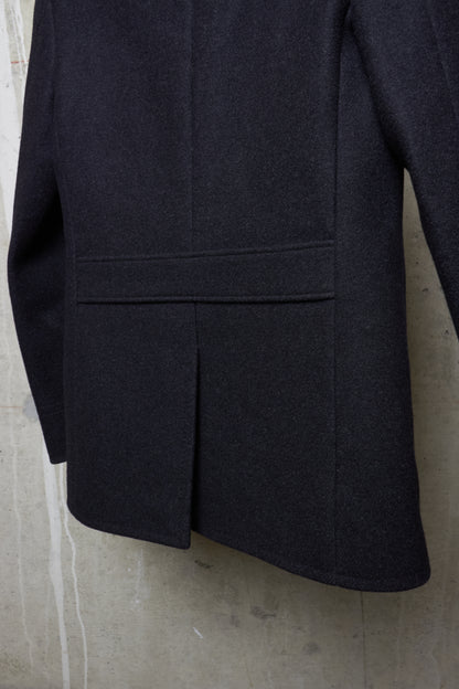 Lad Musician AW11 Charcoal Heavy Melton Wool Wide Collar Peacoat