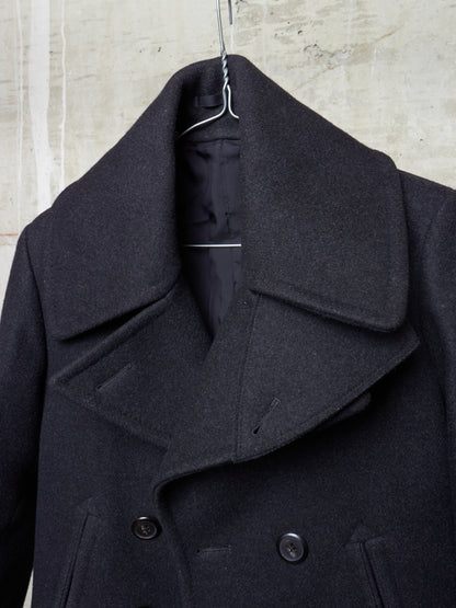 Lad Musician AW11 Charcoal Heavy Melton Wool Wide Collar Peacoat