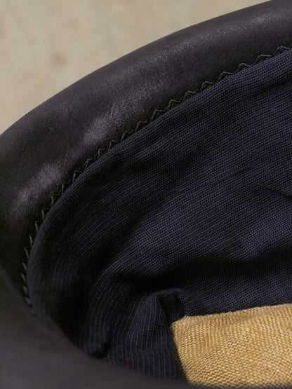 LAYER-0 SS24 'H2' Black Reverse Horse Leather Short Brimmed Hat
