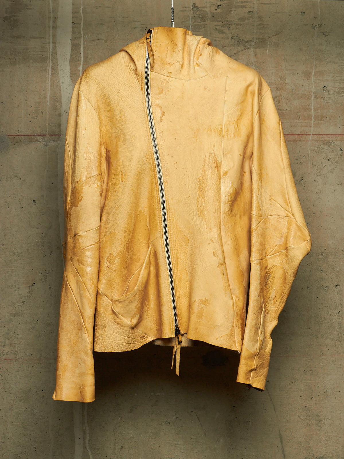 LEON EMANUEL BLANCK 2014 Resin Treated Distortion Hooded Aviator Deerskin Leather Jacket