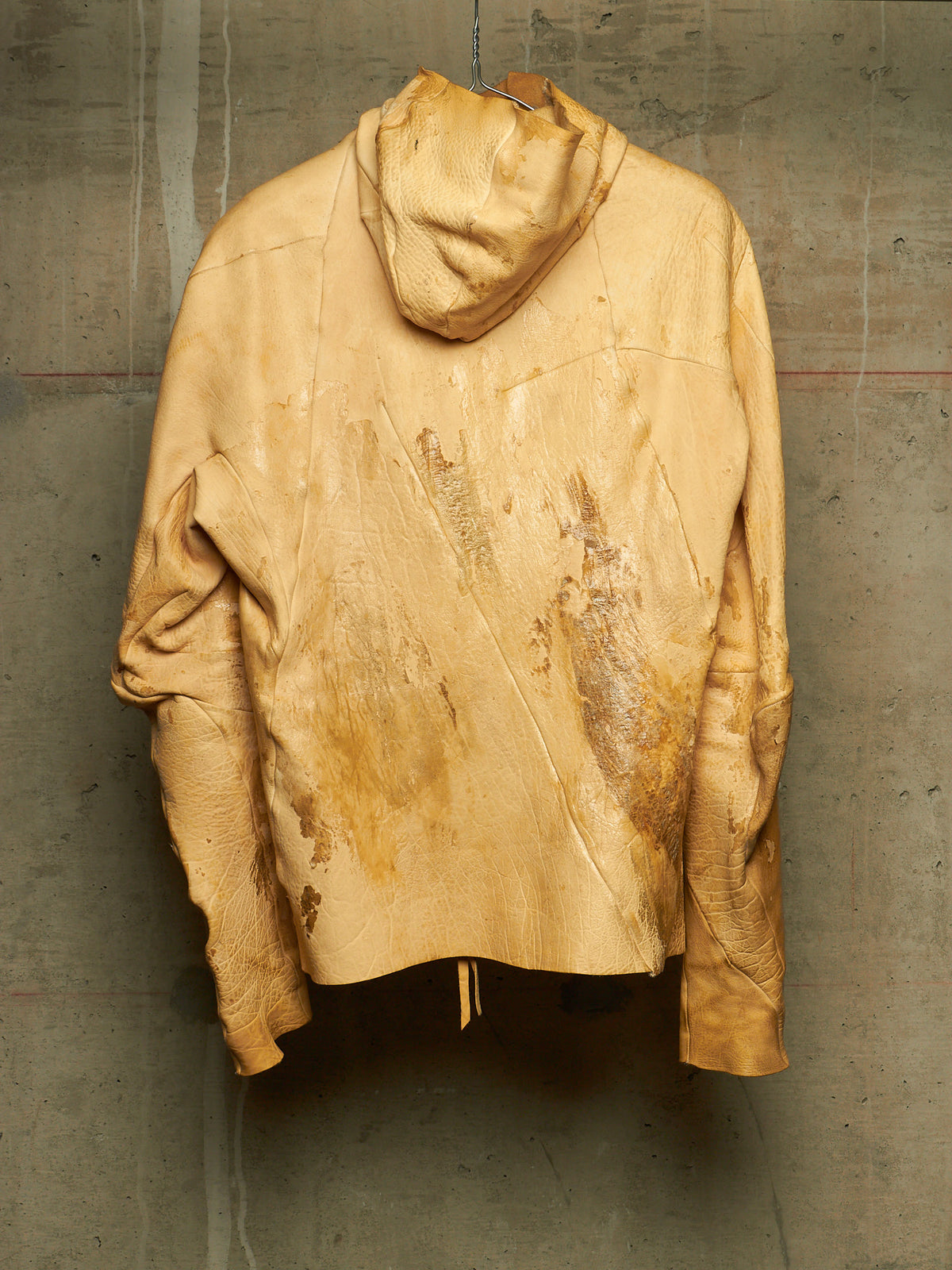 LEON EMANUEL BLANCK 2014 Resin Treated Distortion Hooded Aviator Deerskin Leather Jacket