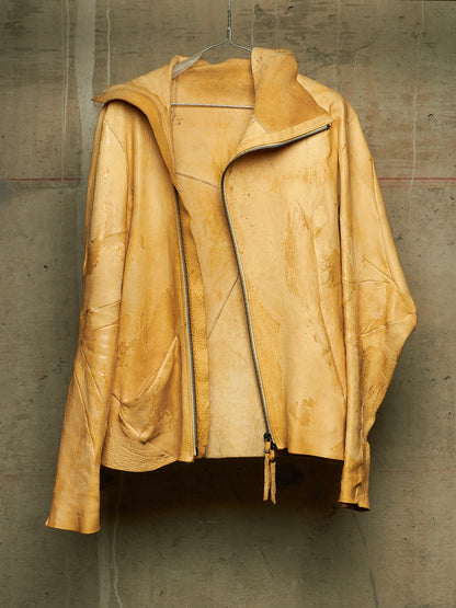 LEON EMANUEL BLANCK 2014 Resin Treated Distortion Hooded Aviator Deerskin Leather Jacket