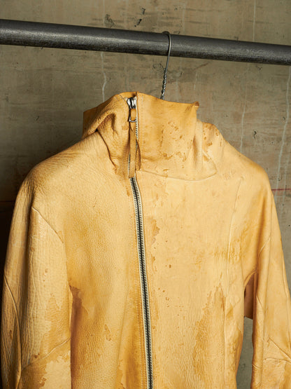 LEON EMANUEL BLANCK 2014 Resin Treated Distortion Hooded Aviator Deerskin Leather Jacket
