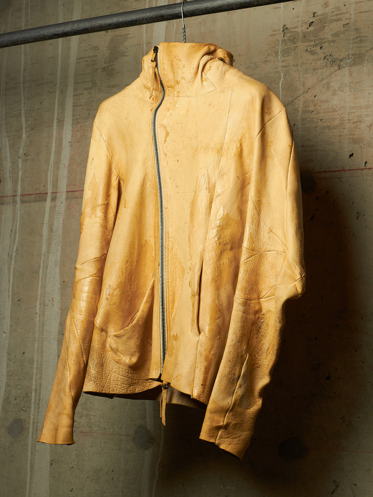 LEON EMANUEL BLANCK 2014 Resin Treated Distortion Hooded Aviator Deerskin Leather Jacket