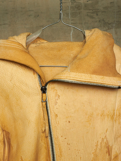 LEON EMANUEL BLANCK 2014 Resin Treated Distortion Hooded Aviator Deerskin Leather Jacket