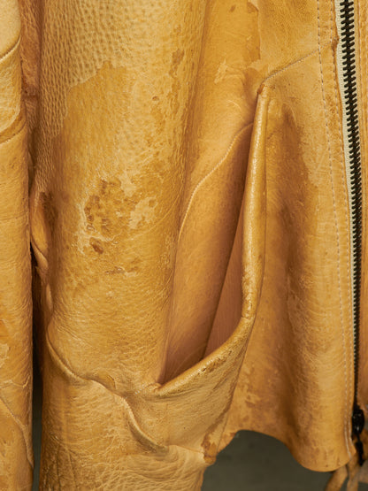 LEON EMANUEL BLANCK 2014 Resin Treated Distortion Hooded Aviator Deerskin Leather Jacket