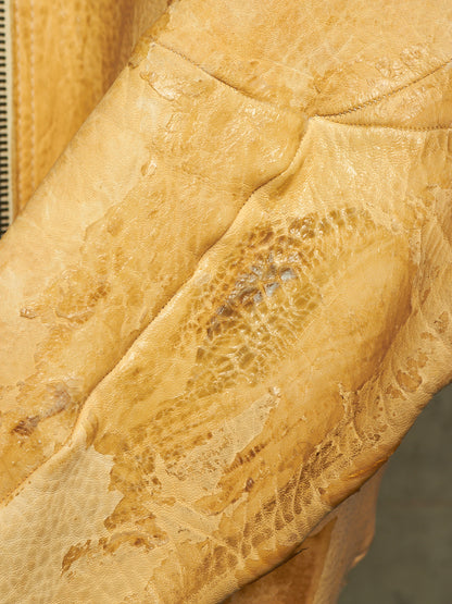 LEON EMANUEL BLANCK 2014 Resin Treated Distortion Hooded Aviator Deerskin Leather Jacket