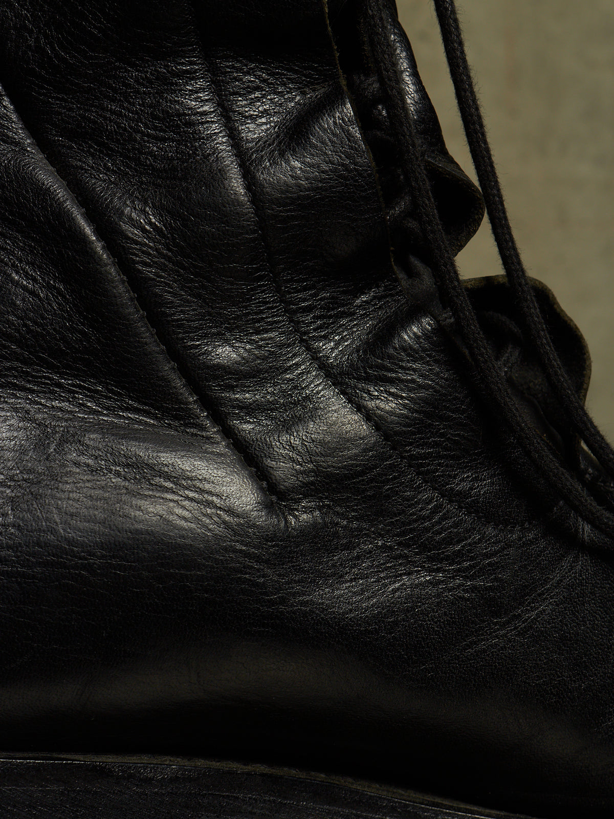 LEON EMANUEL BLANCK 'DIS-M-CB/01' Black GUIDI Horse Leather Distortion Spiral Zip Front Lace Tall Combat Traktor Boots