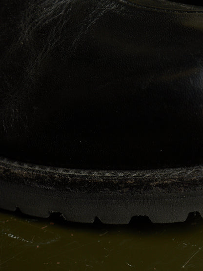 LEON EMANUEL BLANCK 'DIS-M-CB/01' Black GUIDI Horse Leather Distortion Spiral Zip Front Lace Tall Combat Traktor Boots