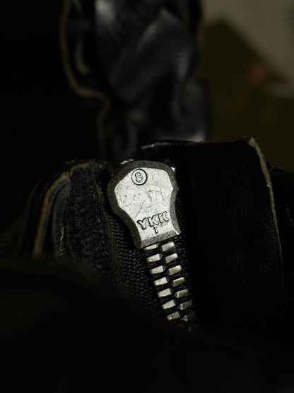 LEON EMANUEL BLANCK 'DIS-M-CB/01' Black GUIDI Horse Leather Distortion Spiral Zip Front Lace Tall Combat Traktor Boots