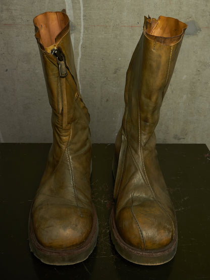 LEON EMANUEL BLANCK 'DIS-TWB/01' Special Dyed Distortion Tall Side Zip Horse Leather Wedge Boot