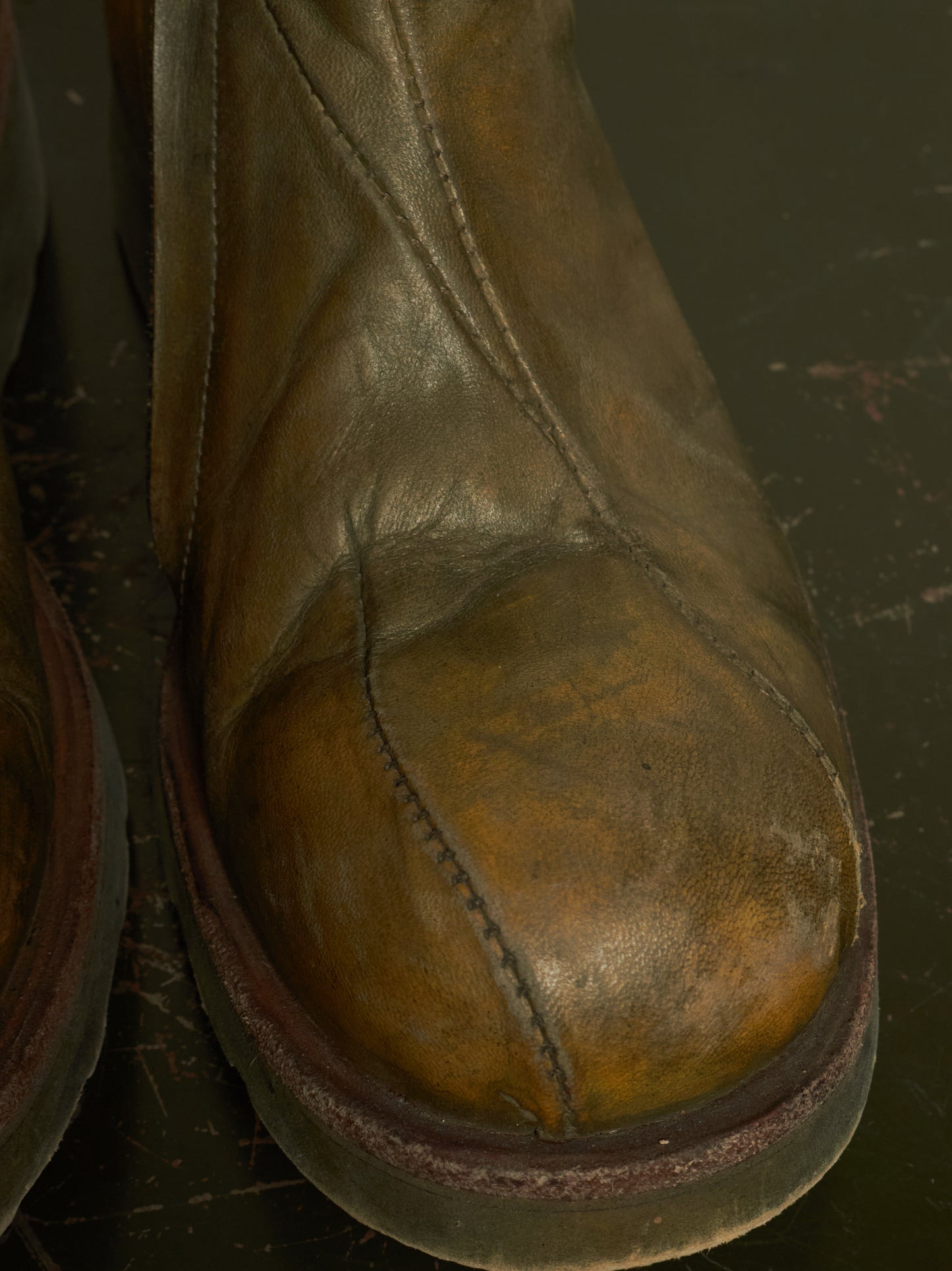 LEON EMANUEL BLANCK 'DIS-TWB/01' Special Dyed Distortion Tall Side Zip Horse Leather Wedge Boot