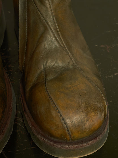 LEON EMANUEL BLANCK 'DIS-TWB/01' Special Dyed Distortion Tall Side Zip Horse Leather Wedge Boot