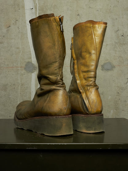 LEON EMANUEL BLANCK 'DIS-TWB/01' Special Dyed Distortion Tall Side Zip Horse Leather Wedge Boot