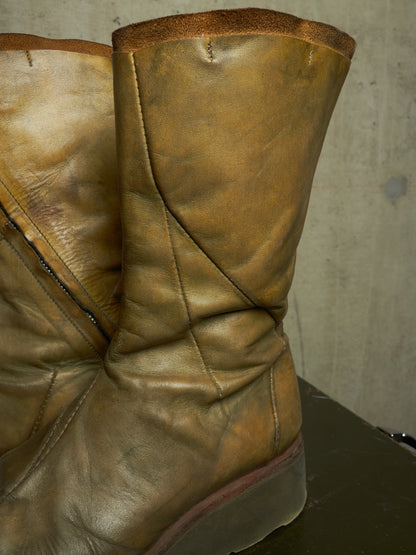 LEON EMANUEL BLANCK 'DIS-TWB/01' Special Dyed Distortion Tall Side Zip Horse Leather Wedge Boot