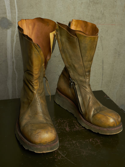 LEON EMANUEL BLANCK 'DIS-TWB/01' Special Dyed Distortion Tall Side Zip Horse Leather Wedge Boot