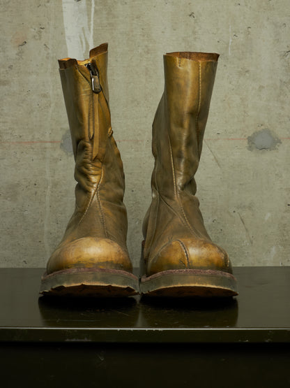 LEON EMANUEL BLANCK 'DIS-TWB/01' Special Dyed Distortion Tall Side Zip Horse Leather Wedge Boot