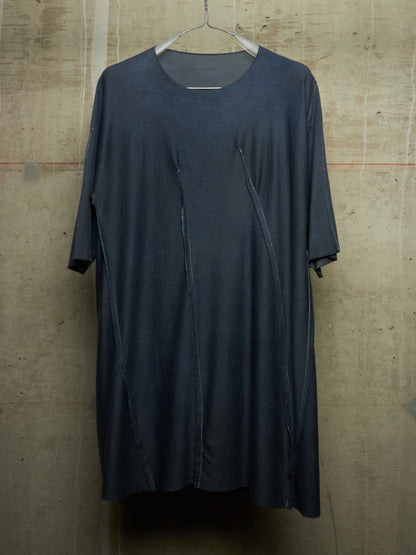 LEON EMANUEL BLANCK 'DIS-MT/01' Patina Blue Eco Stretch Jersey Distortion Reversible T-shirt
