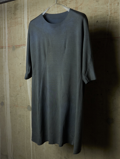 LEON EMANUEL BLANCK 'DIS-MT/01' Patina Blue Eco Stretch Jersey Distortion Reversible T-shirt