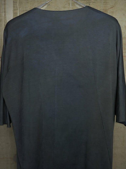 LEON EMANUEL BLANCK 'DIS-MT/01' Patina Blue Eco Stretch Jersey Distortion Reversible T-shirt